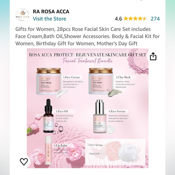 Ra Rosa Acca Skin Care Set- Pink Rose NWT - Picture 2 of 9
